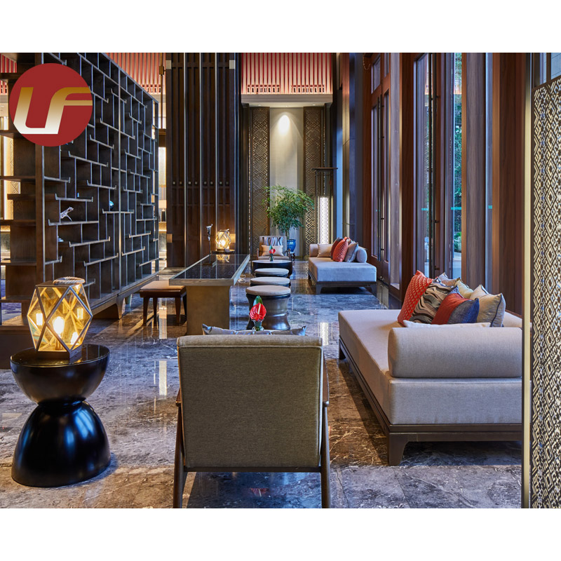 Diseño de lujo de 5 estrellas Hilton Hotel Vestíbulo Sofá Muebles de sala Foshan Fabricantes