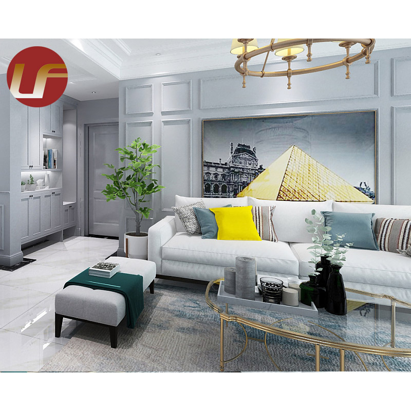 Sofás de tela de sala de estar modernos de estilo moderno de lujo muebles de mesa de pierna de acero inoxidable para habitación de Hotel