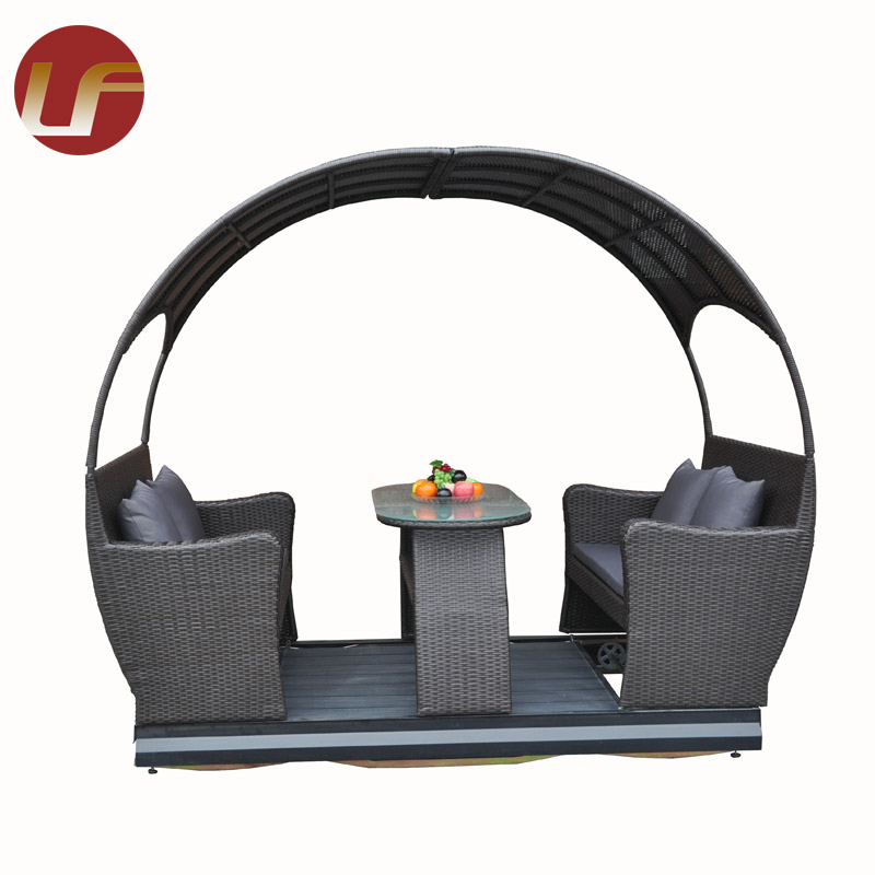 Alu Frame Rattan Muebles de exterior Sofá cama redondo Sofá reclinable Cama de día