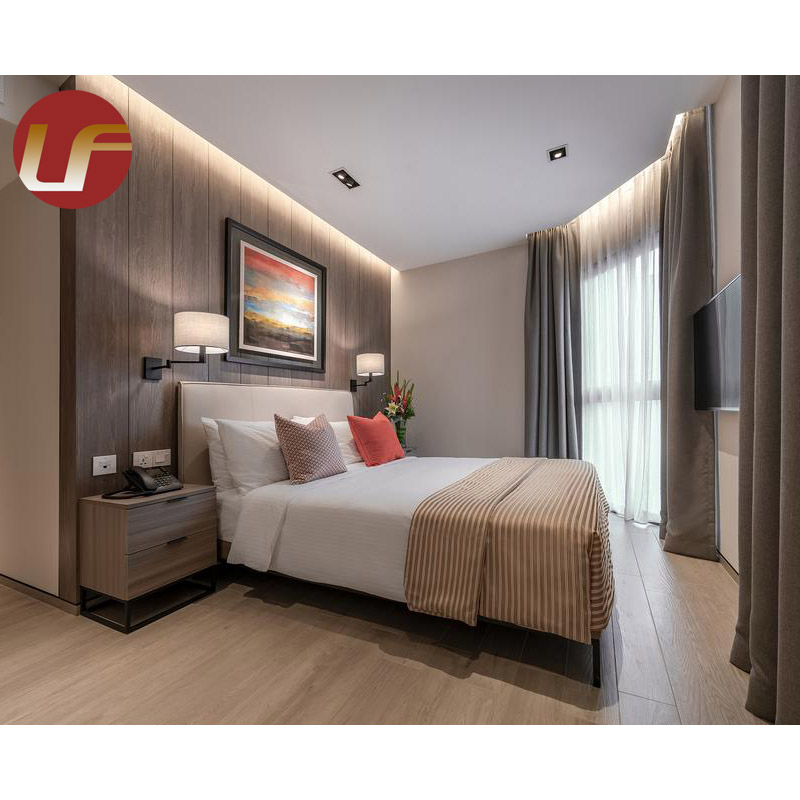 Juego de dormitorio elegante de los muebles del sitio de la cama del hotel del diseño moderno comercial de la estrella