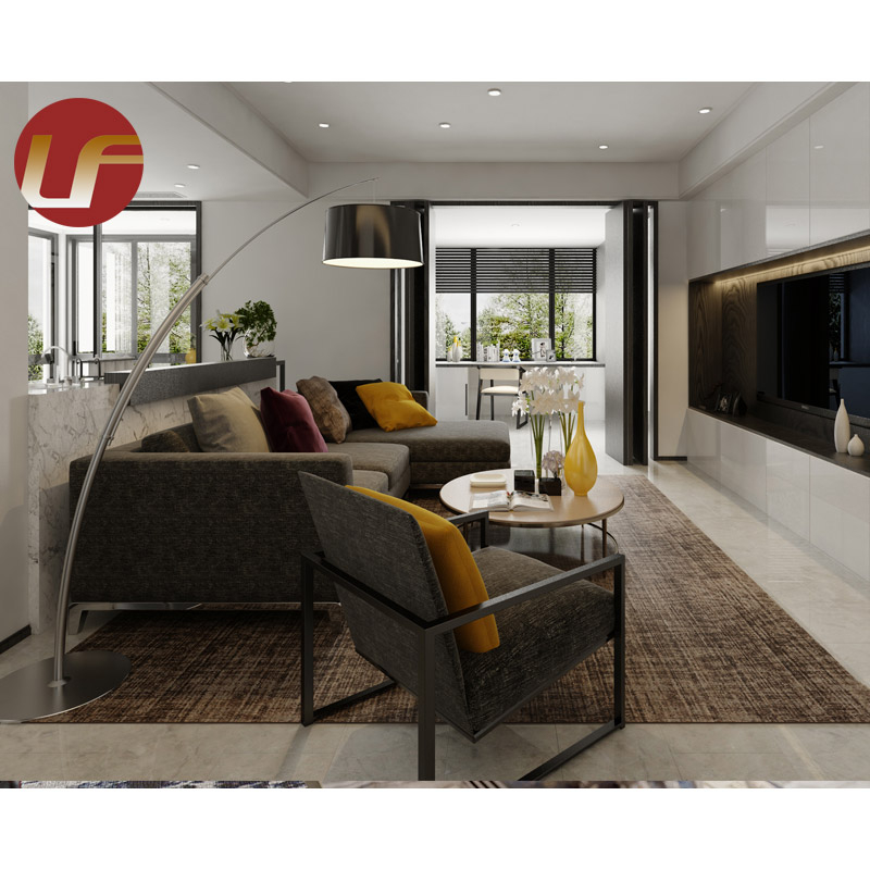 Muebles modernos de lujo de la tabla de la pierna del acero inoxidable de los sofás de la sala de estar del estilo moderno para la habitación de hotel