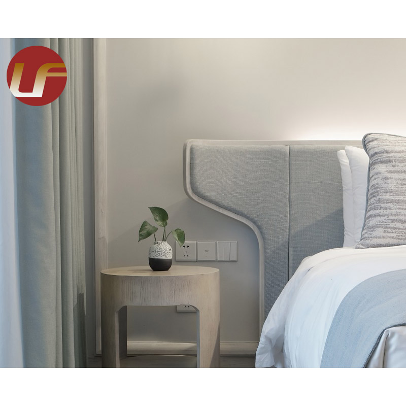 Marco tapizado de lujo de la cama del rey con el sistema de los muebles del dormitorio del hotel de la mesita de noche