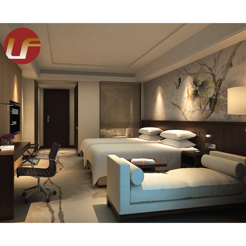 Conjunto de dormitorio de hotel de tela metálica de lujo de 5 estrellas Moderno Villa Suite de muebles por encargo