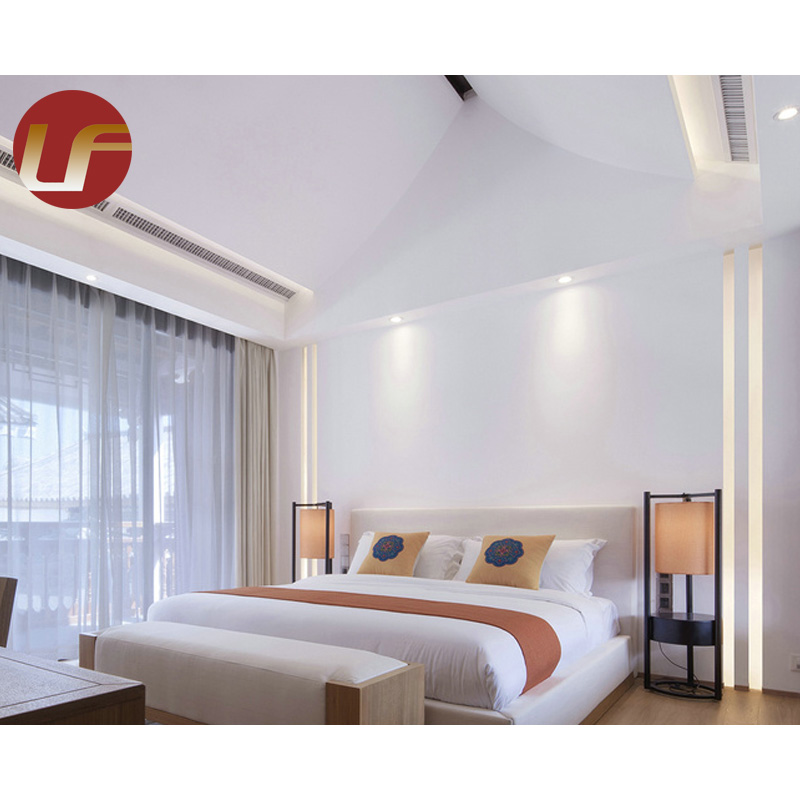 Conjunto de muebles de habitación de hotel de madera de lujo de 5 estrellas personalizado de fábrica Conjunto de dormitorio de hotel moderno
