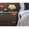 Muebles de dormitorio de lujo Cubierta de cuero Cabecero doble Marco de madera Cama doble de tamaño Queen Muebles para el hogar Juego de dormitorio