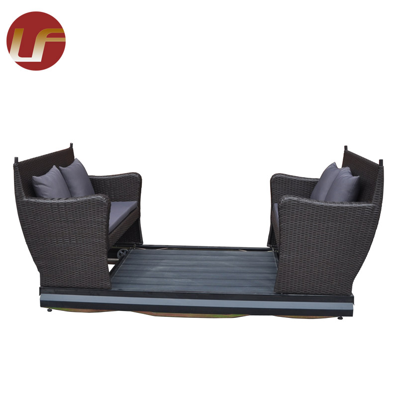 Alu Frame Rattan Muebles de exterior Sofá cama redondo Sofá reclinable Cama de día