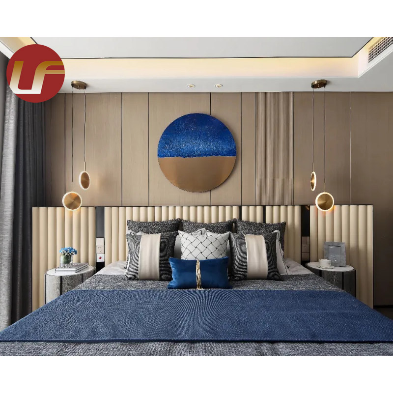 Muebles de hotel personalizados Muebles de villa de juego de dormitorio de hotel Hilton de lujo moderno de cinco estrellas