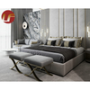 Royal Último diseño Cama doble Cuero Dormitorio Muebles Diseñador Cuero Luz Lujo