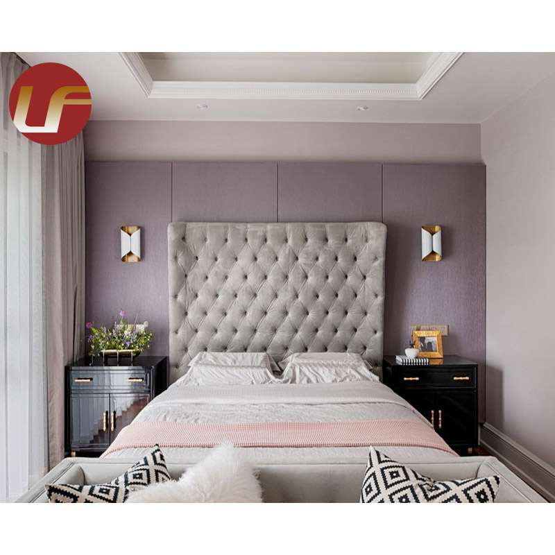 Hecho en Turquía, juego de cama moderno gris, muebles clásicos de lujo, OEM, venta al por mayor, dormitorio hecho en fábrica