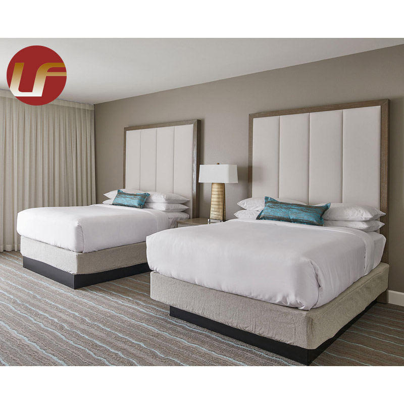 Conjunto de habitación de hotel de lujo de madera moderna con muebles de dormitorio de hotel personalizados