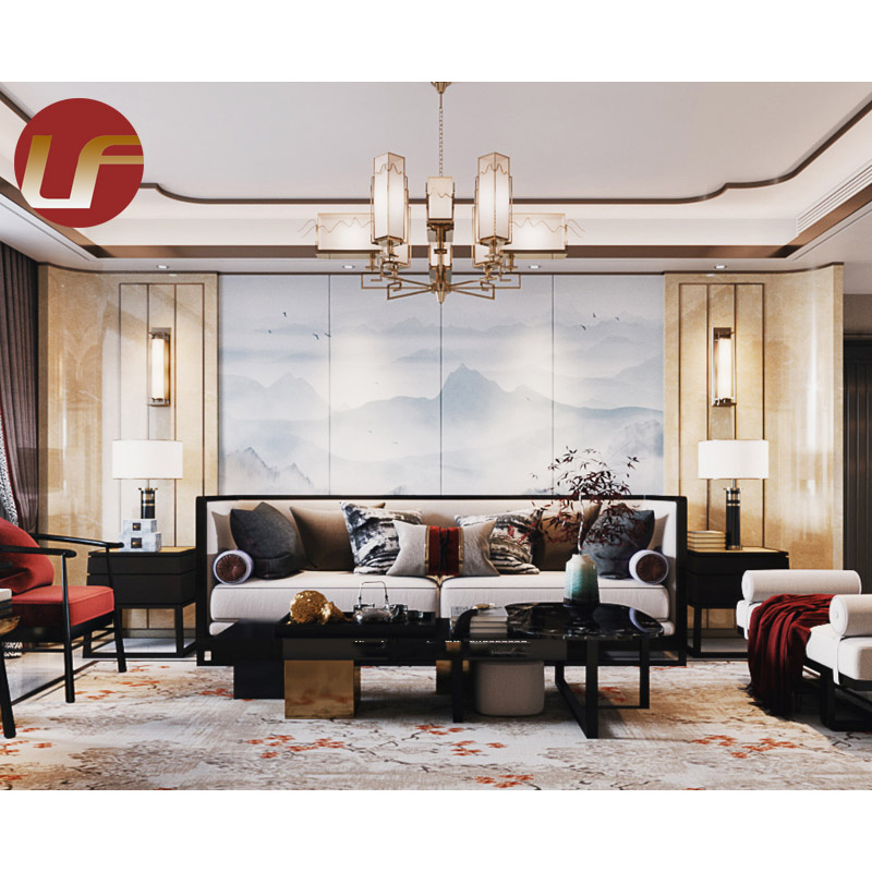 Sofá de la sala de estar del hotel del marco de madera del material de la tela de los muebles del nuevo diseño