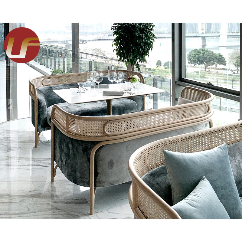 Asiento de cabina de sofá de restaurante de terciopelo de un solo lado con respaldo alto de diseño de muebles de comedor moderno