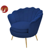 Sofá de terciopelo triturado azul moderno, silla con patas doradas, muebles de restaurante de lujo, sillón de tela para comedor