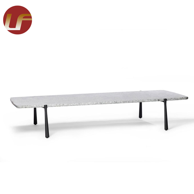Diseño de alta calidad Aluminio Jardín Metal Grano de madera Mesas al aire libre Muebles de jardín redondo Mesa de comedor