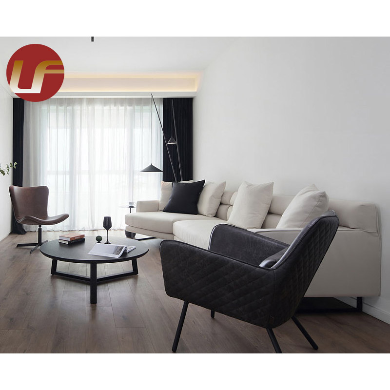 Muebles de sala de estar de Hotel, luz de Hotel, marco de madera negro forjado de lujo, cojín de tela, los últimos juegos de sofás