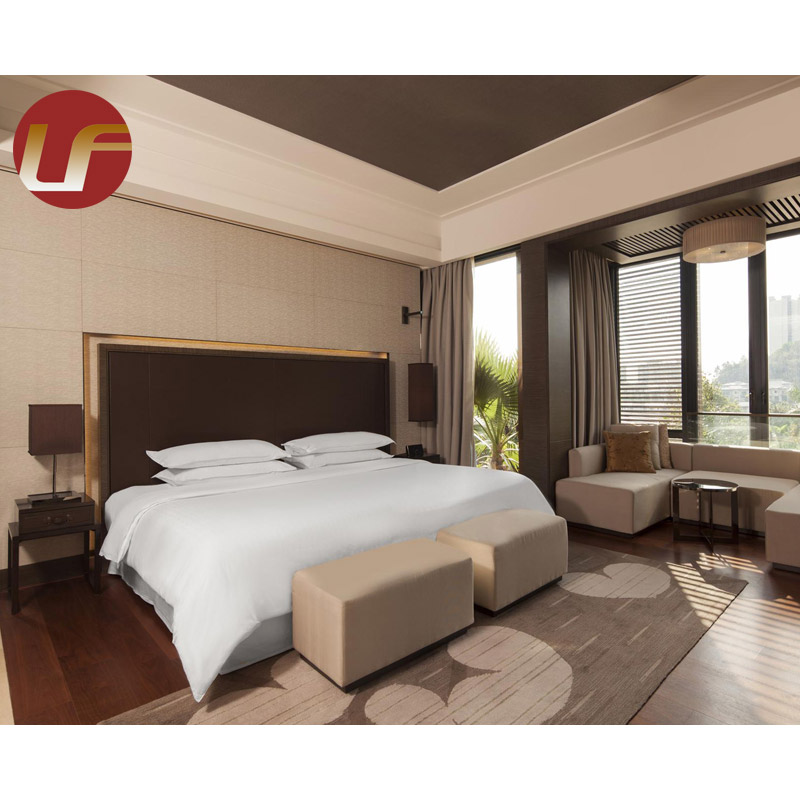 Cama tamaño Queen de lujo, cabecero alto, cama doble, conjuntos de dormitorio de Villa, marco de madera maciza, muebles de dormitorio de cuero modernos