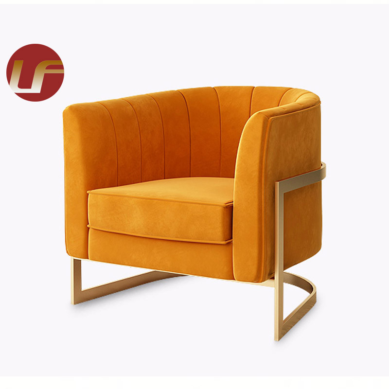 Muebles de comedor de restaurante de lujo, sofá de brazo moderno, sillas de comedor de terciopelo con patas de Metal, sofá de ocio